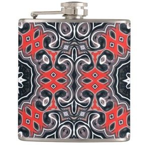 Red & Black Bandana Print Flask 6oz New